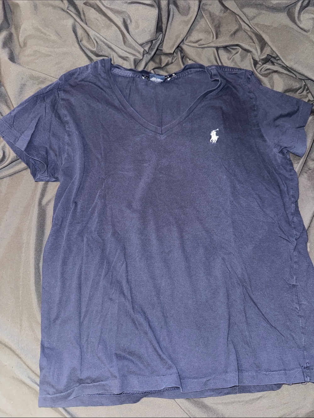Polo by Ralph Lauren Navy V-Neck Short Sleeve Tee with White Logo